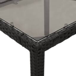 Berkfield Home Garden Table with Glass Top Black 190x90x75 cm Poly Rattan - Size: 190 x 90 x 75 cm - thumbnail 8
