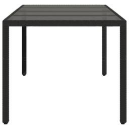 Berkfield Home Garden Table with Glass Top Black 190x90x75 cm Poly Rattan - Size: 190 x 90 x 75 cm - thumbnail 5