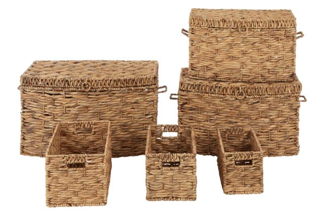 Orsina Lidi Set Of Six Brown Washed Storage Baskets in Natural - image 1