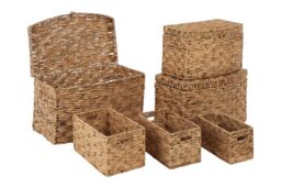 Orsina Lidi Set Of Six Brown Washed Storage Baskets in Natural - thumbnail 4