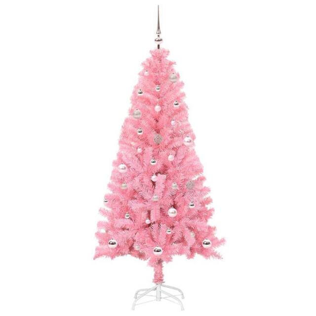 Berkfield Home Lush Christmas Tree with 150 LEDs with Stand Pink 150 cm PVC - image 1