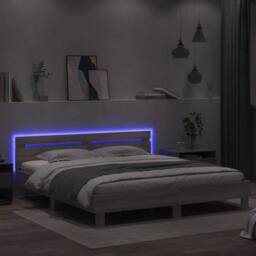 Berkfield Home Bed Frame with LED without Mattress Grey Sonoma 200x200 cm - thumbnail 4