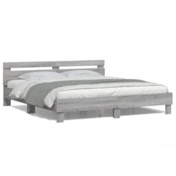 Berkfield Home Bed Frame with LED without Mattress Grey Sonoma 200x200 cm - thumbnail 5