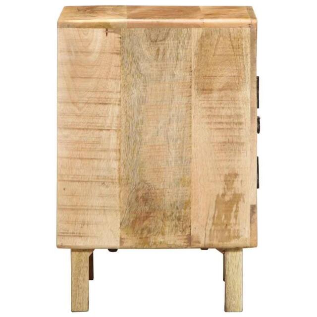 Berkfield Home Beautiful Bedside Cabinet 40x32x46 cm Solid Wood Rough Mango in Brown - Size: 40 x 32 x 46 cm - image 1