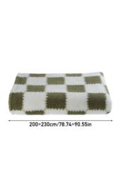 H&O Direct 200 x 230cm Comfortable Soft Checkerboard Plush All Seasons Throw Blanket for Bed & Sofa, Green - Size: 200 x 230 cm - thumbnail 6