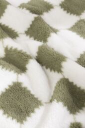 H&O Direct 200 x 230cm Comfortable Soft Checkerboard Plush All Seasons Throw Blanket for Bed & Sofa, Green - Size: 200 x 230 cm - thumbnail 3