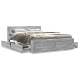 Berkfield Home Bed Frame with Headboard without Mattress Grey Sonoma 120x190 cm Small Double - thumbnail 4