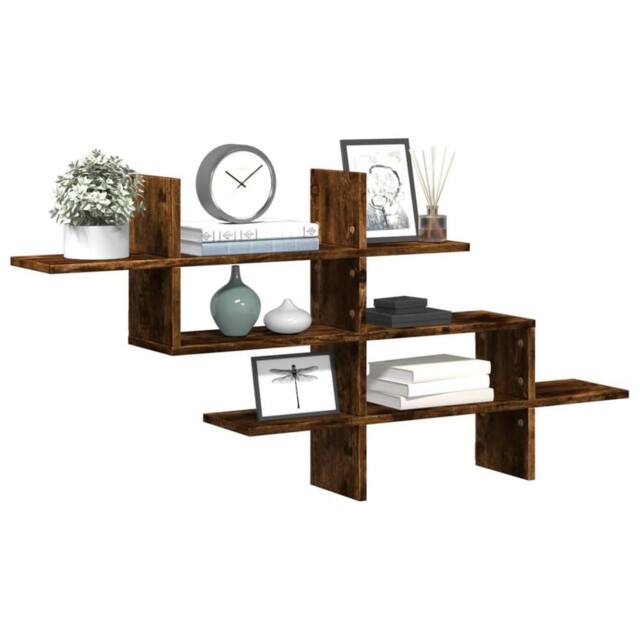 Berkfield Home Wall Shelf Smoked Oak 124.5x18x60.5 cm Engineered Wood in Brown - image 1