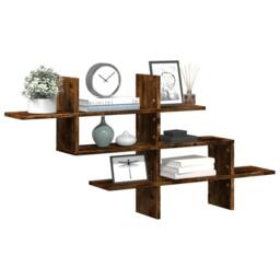 Berkfield Home Wall Shelf Smoked Oak 124.5x18x60.5 cm Engineered Wood in Brown - thumbnail 1