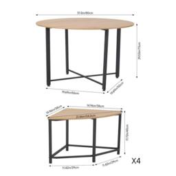 FORGEVIO Round Table & Chairs Set 4 for Small Space Apartment Living Room in Brown - thumbnail 2