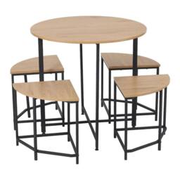 FORGEVIO Round Table & Chairs Set 4 for Small Space Apartment Living Room in Brown - thumbnail 1