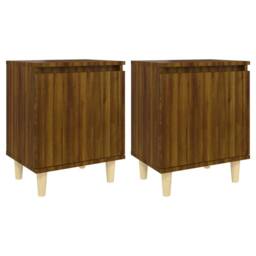 Berkfield Home Bed Cabinets with Solid Wood Legs 2 pcs Brown Oak 40x30x50 cm - Size: 40 x 30 x 50 cm