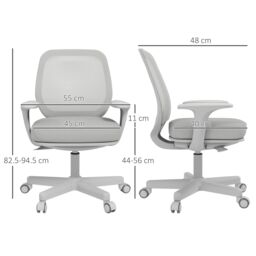 VINSETTO Office Chair, 360 Degree Swivel Desk Chair with Wheels, Grey - thumbnail 3