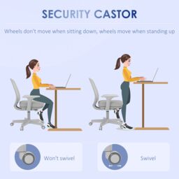 VINSETTO Office Chair, 360 Degree Swivel Desk Chair with Wheels, Grey - thumbnail 4
