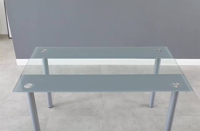 KOSY KOALA Glass Grey Rectangle Dining Table Dining Room Kitchen Furniture - image 1