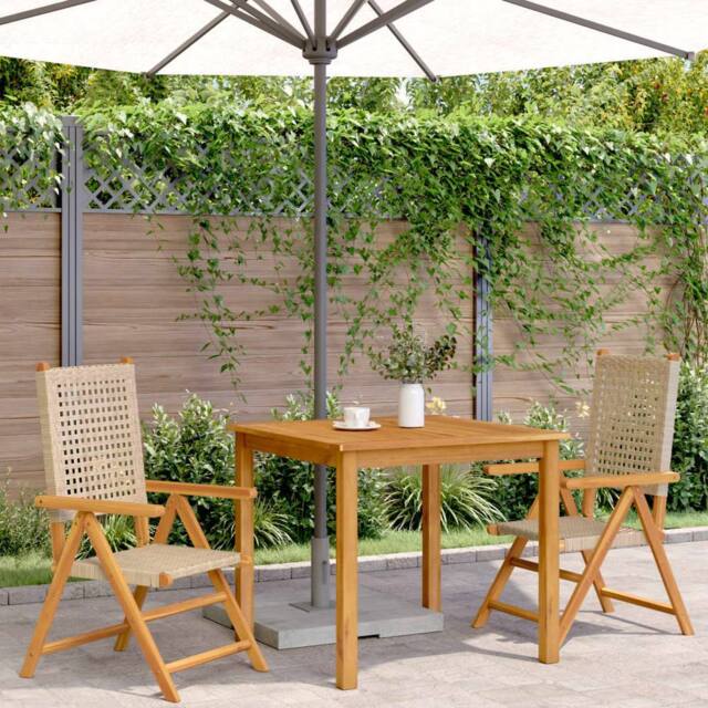 Berkfield Home Beautiful Garden Chairs 2 pcs Beige Solid Wood Acacia & Poly Rattan - image 1