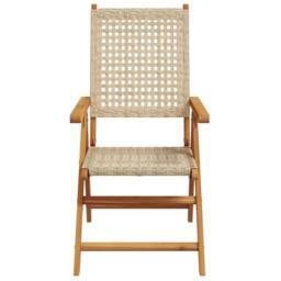 Berkfield Home Beautiful Garden Chairs 2 pcs Beige Solid Wood Acacia & Poly Rattan - thumbnail 5