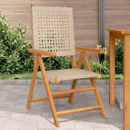 Berkfield Home Beautiful Garden Chairs 2 pcs Beige Solid Wood Acacia & Poly Rattan - thumbnail 2