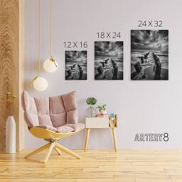 "Artery8 Pier Ruins In Dramatic Coastal Landscape Canvas Wall Art Print in Grey - Size: W18"" x H24""" - thumbnail 4