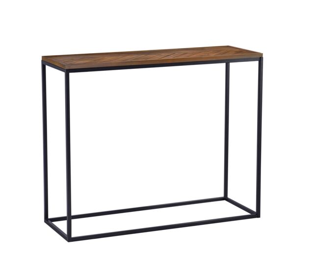 Charles Bentley Industrial Chevron Console Contemporary Wood Metal Table in Black - image 1