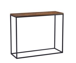 Charles Bentley Industrial Chevron Console Contemporary Wood Metal Table in Black - thumbnail 1