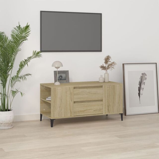 Berkfield Home TV Cabinet Sonoma Oak 102x44.5x50 cm Engineered Wood in Brown - image 1