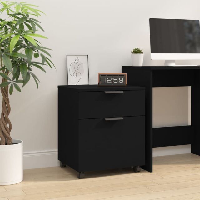 Berkfield Home Mobile File Cabinet with Wheels Black 45x38x54cm Engineered Wood - Size: 45 x 38 x 54 cm - image 1