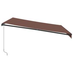 Berkfield Home Manual Retractable Awning with LEDs Brown 400x350 cm - thumbnail 5
