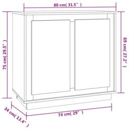 Berkfield Home Sideboard White 80x34x75 cm Engineered Wood - Size: 80 x 34 x 75 cm - thumbnail 8