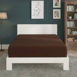 Snug City Polycotton Fitted Sheet Extra Deep 40cm Skirt Easy Care in Brown - Size: Single