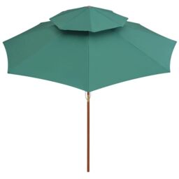 Berkfield Home Double Decker Parasol 270x270 cm Wooden Pole Green - thumbnail 3