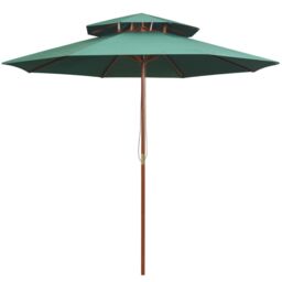 Berkfield Home Double Decker Parasol 270x270 cm Wooden Pole Green - thumbnail 1