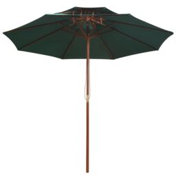 Berkfield Home Double Decker Parasol 270x270 cm Wooden Pole Green - thumbnail 2