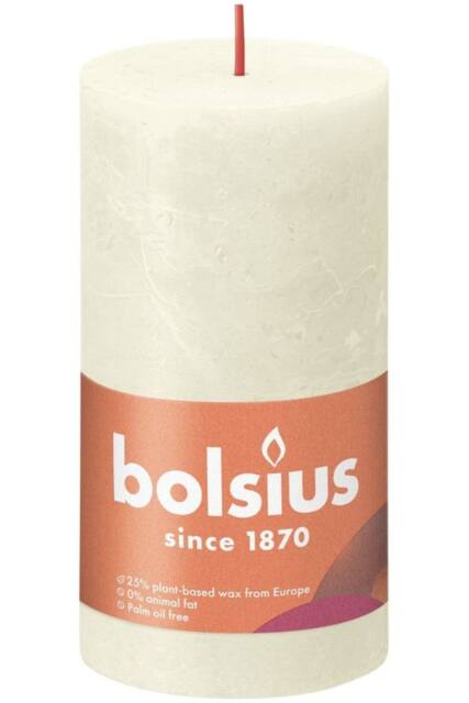 KDMD Soft Pearl Bolsius Rustic Shine Pillar Candle 130 x 68mm in Ivory - image 1