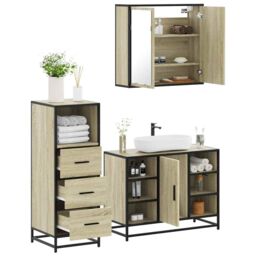Berkfield Home 3 Piece Bathroom Furniture Set Sonoma Oak Engineered Wood in Brown - thumbnail 1