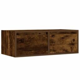Berkfield Home TV Cabinet with LED Lights Smoked Oak 75x35.5x25 cm in Brown - thumbnail 6