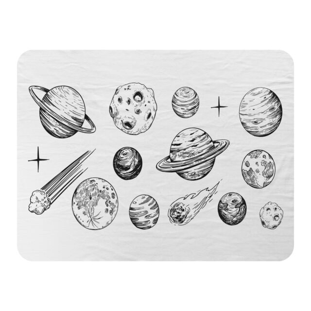 Benjamin Tate Design Set of space objects planets, stars Designer Blanket in Natural - Size: 120 cm x 150 cm - image 1