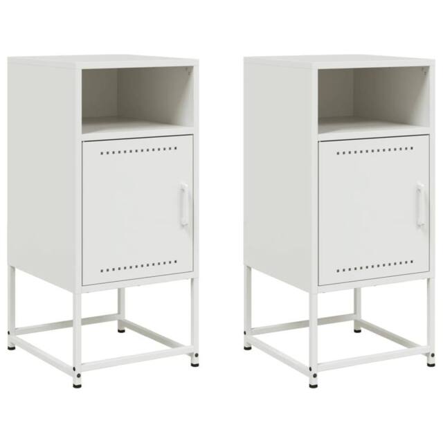 Berkfield Home Bedside Cabinets 2 pcs White 36x39x78 cm Steel - Size: 36 x 39 x 78 cm - image 1