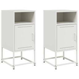 Berkfield Home Bedside Cabinets 2 pcs White 36x39x78 cm Steel - Size: 36 x 39 x 78 cm - thumbnail 1