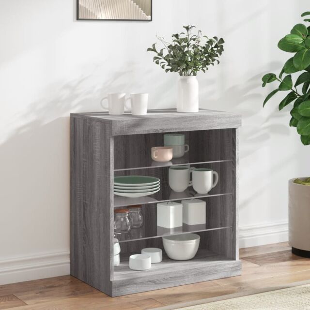 Berkfield Home Sideboard with LED Lights Grey Sonoma 60.5x37x67 cm - image 1