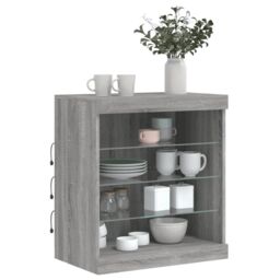 Berkfield Home Sideboard with LED Lights Grey Sonoma 60.5x37x67 cm - thumbnail 4