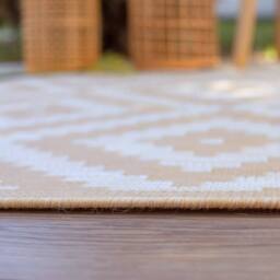 THE RUGS Outdoor Indoor Geometric Diamond Rug Beige Ivory Weather Resistant - Size: 200 cm x 290 cm - thumbnail 5