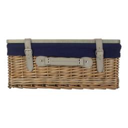 Red Hamper Antique Wash Navy Lined Willow Empty Picnic Basket with Pinewood Lid - Size: Medium - thumbnail 4