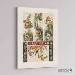 "Artery8 Chinese Patterns of Birds & Flowers Racinet Canvas Wall Art in White - Size: W18"" x H24""" - thumbnail 2