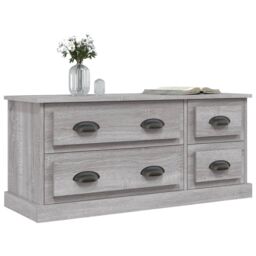 Berkfield Home TV Cabinet Grey Sonoma 100x35.5x45 cm Engineered Wood - thumbnail 4