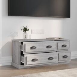 Berkfield Home TV Cabinet Grey Sonoma 100x35.5x45 cm Engineered Wood - thumbnail 3