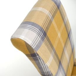 Shankar Karta Scroll Back Check Yellow Dining Chair - thumbnail 6