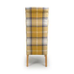 Shankar Karta Scroll Back Check Yellow Dining Chair - thumbnail 5