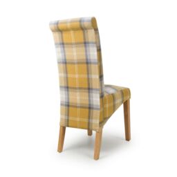Shankar Karta Scroll Back Check Yellow Dining Chair - thumbnail 2
