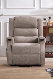 More4Homes Ashfield Electric Fabric Dual Motor Rise Recliner Lift Mobility Chair in Light Brown - thumbnail 6